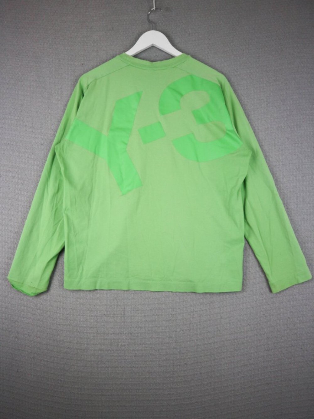 Y-3 Yohji Yamamoto Graphic Longsleeve Lime Green Distressed Mens Large